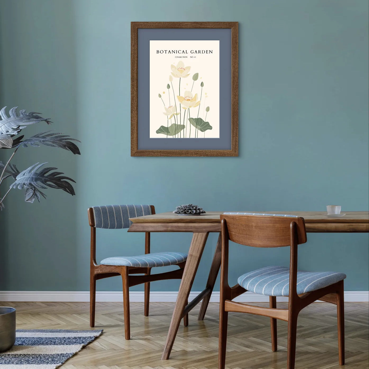 Golden Lotus Garden Art Print – Tranquil Floral Elegance in Soft Neutrals