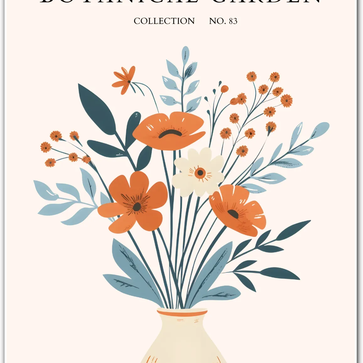 Wildflower Vase Art Print – Autumn Garden in a Soft Modern Palette