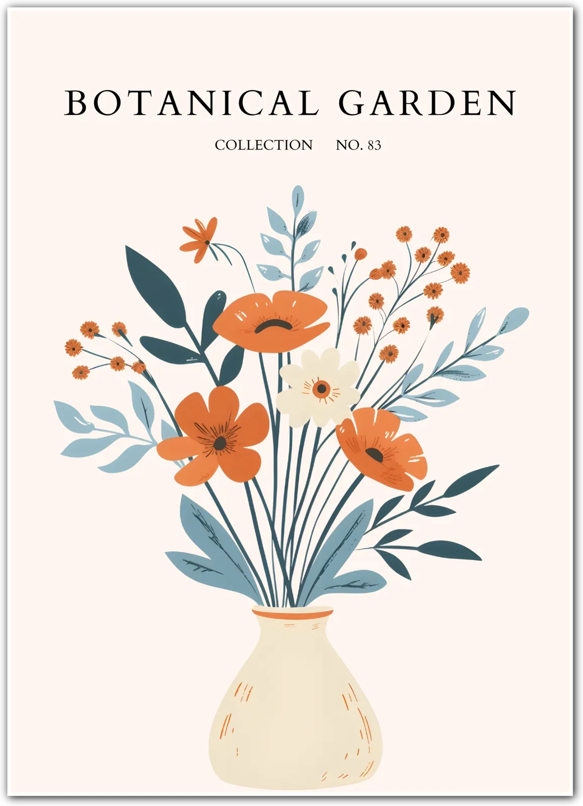 Wildflower Vase Art Print – Autumn Garden in a Soft Modern Palette