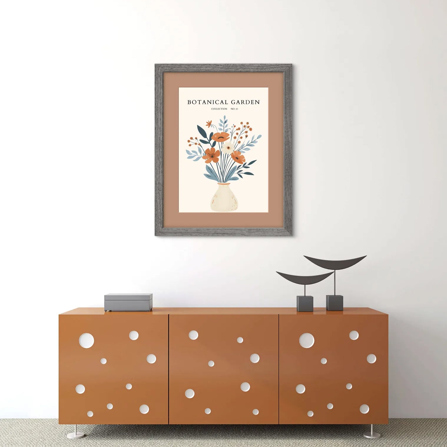 Wildflower Vase Art Print – Autumn Garden in a Soft Modern Palette