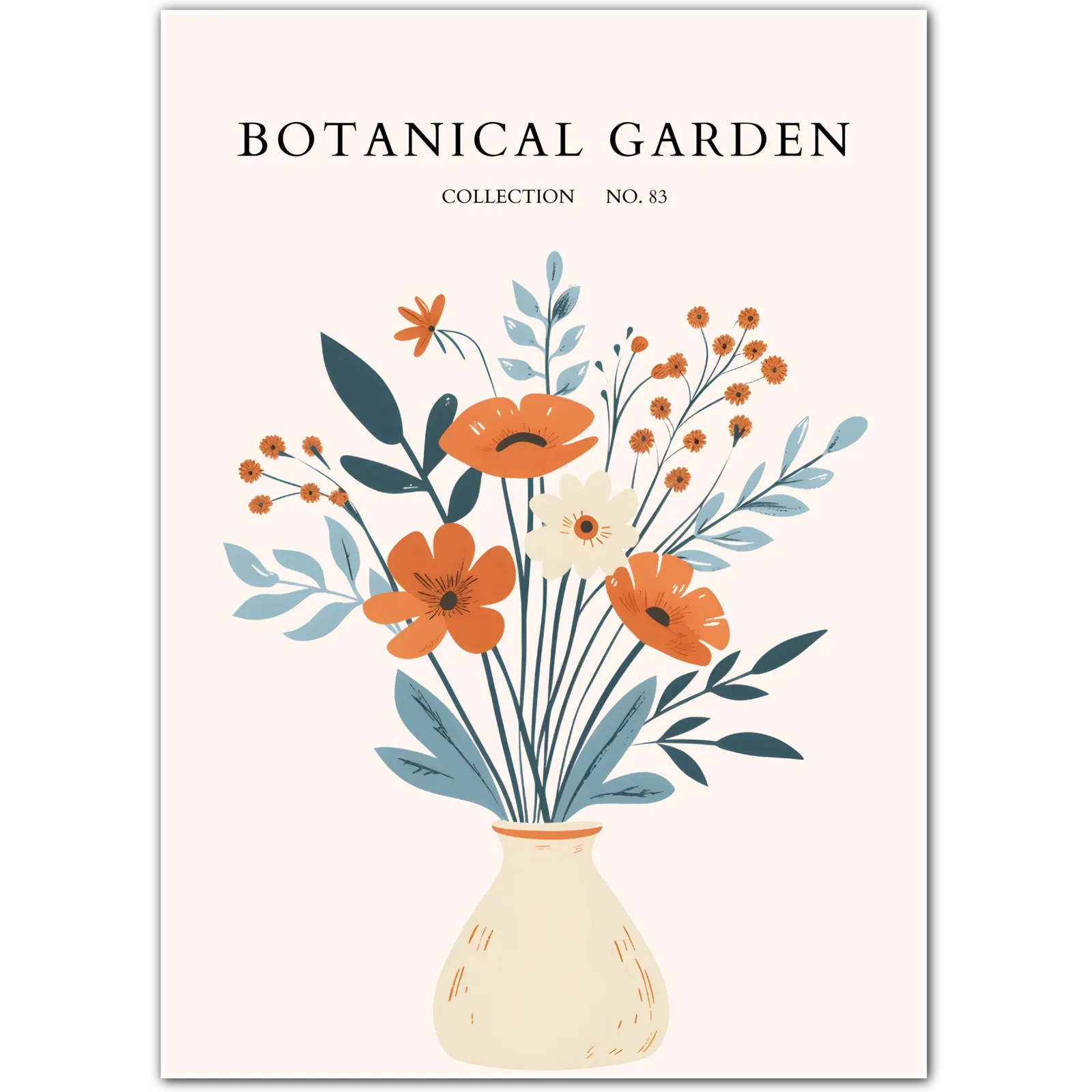 Wildflower Vase Art Print – Autumn Garden in a Soft Modern Palette