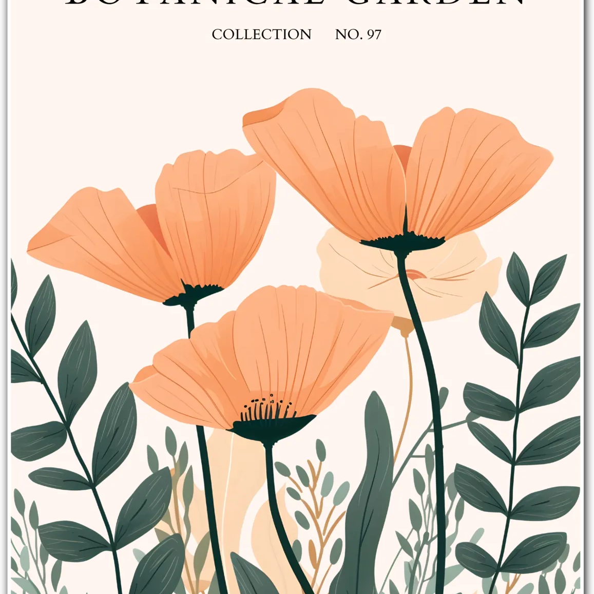 Peach Poppy Field Art Print – Contemporary Floral Abundance