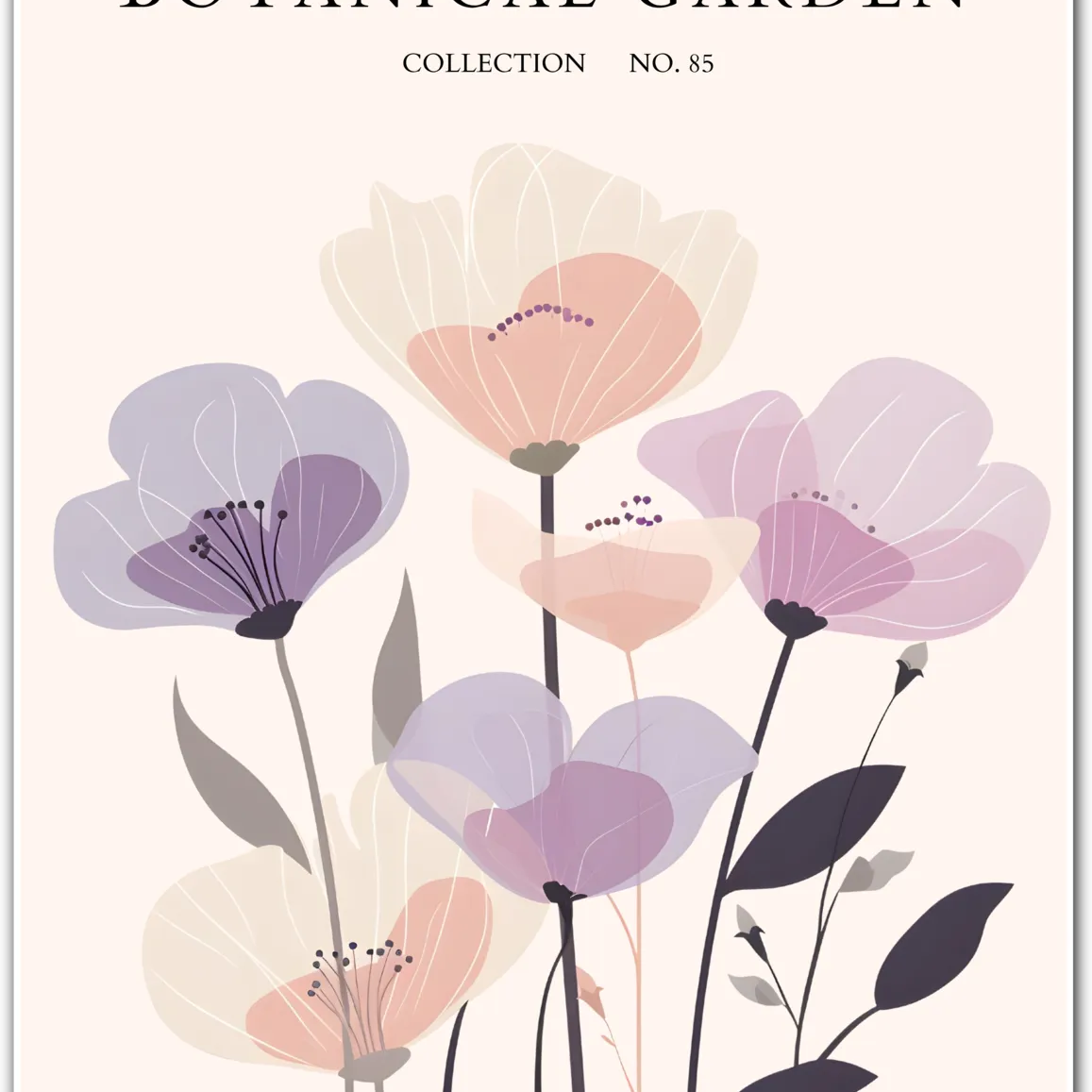 Pastel Bloom Cluster Art Print – Ethereal Florals in Lavender & Blush