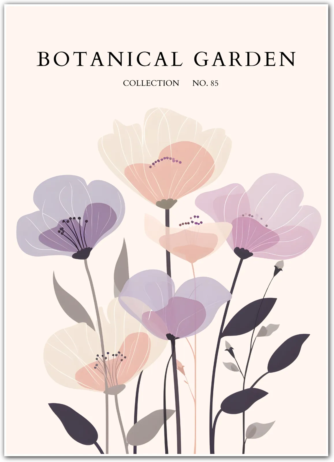 Pastel Bloom Cluster Art Print – Ethereal Florals in Lavender & Blush