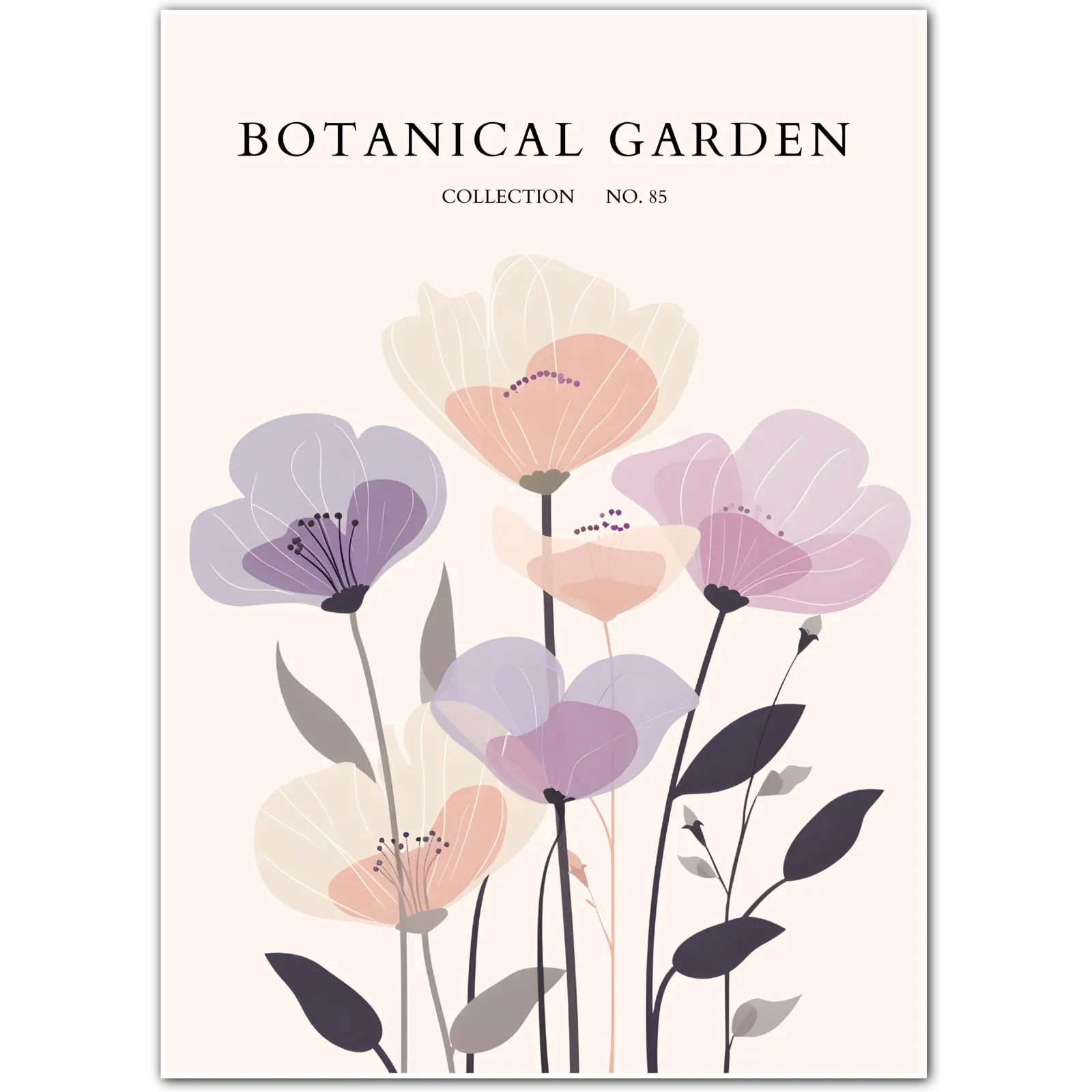 Pastel Bloom Cluster Art Print – Ethereal Florals in Lavender & Blush