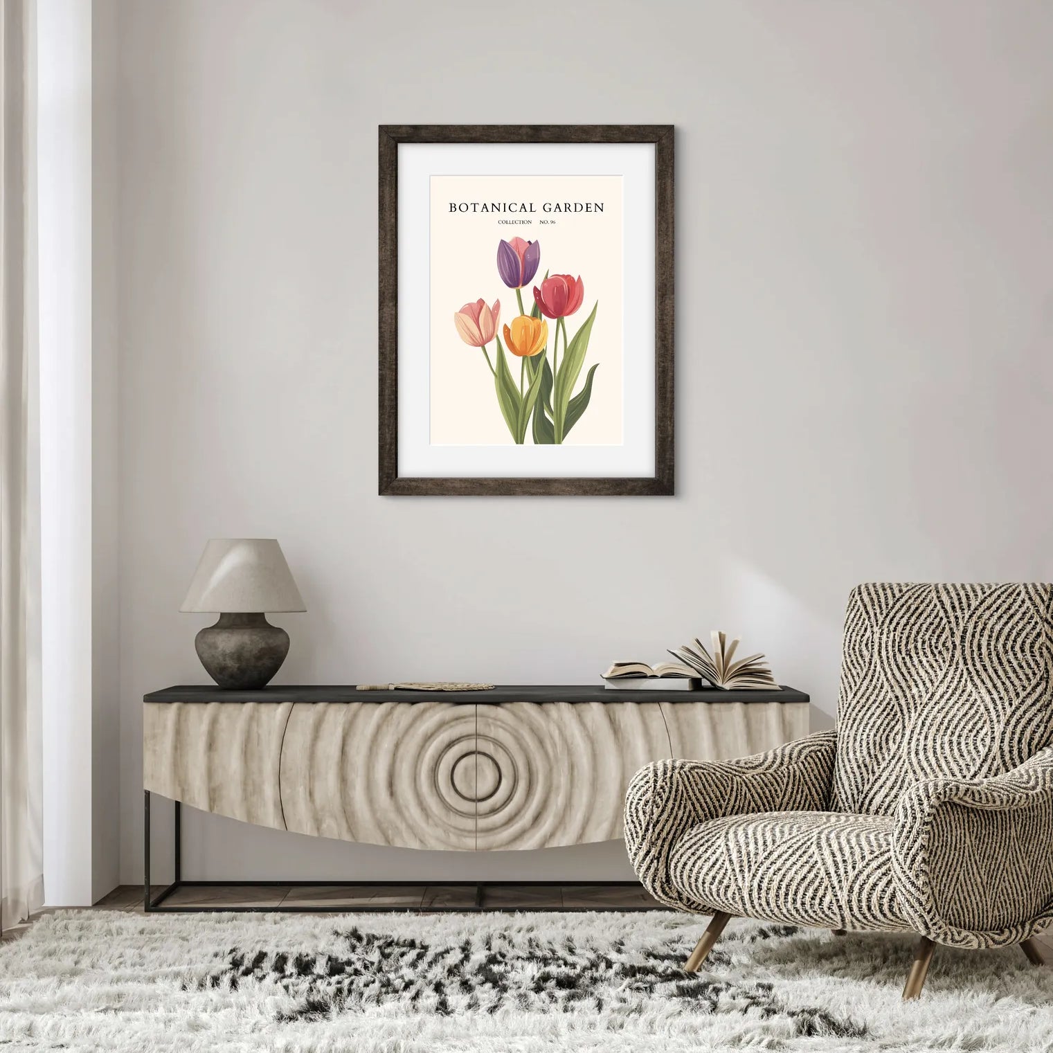 Rainbow Tulip Garden Art Print – Bold Multicolour Springtime Flowers