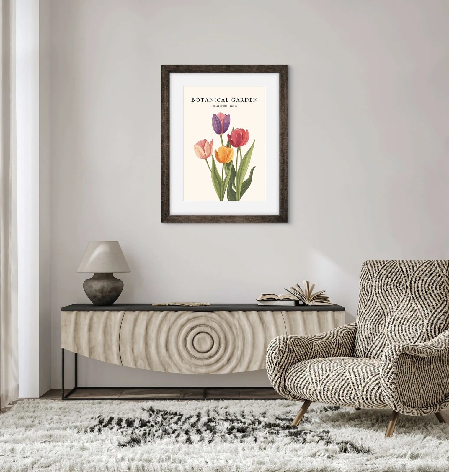 Rainbow Tulip Garden Art Print – Bold Multicolour Springtime Flowers
