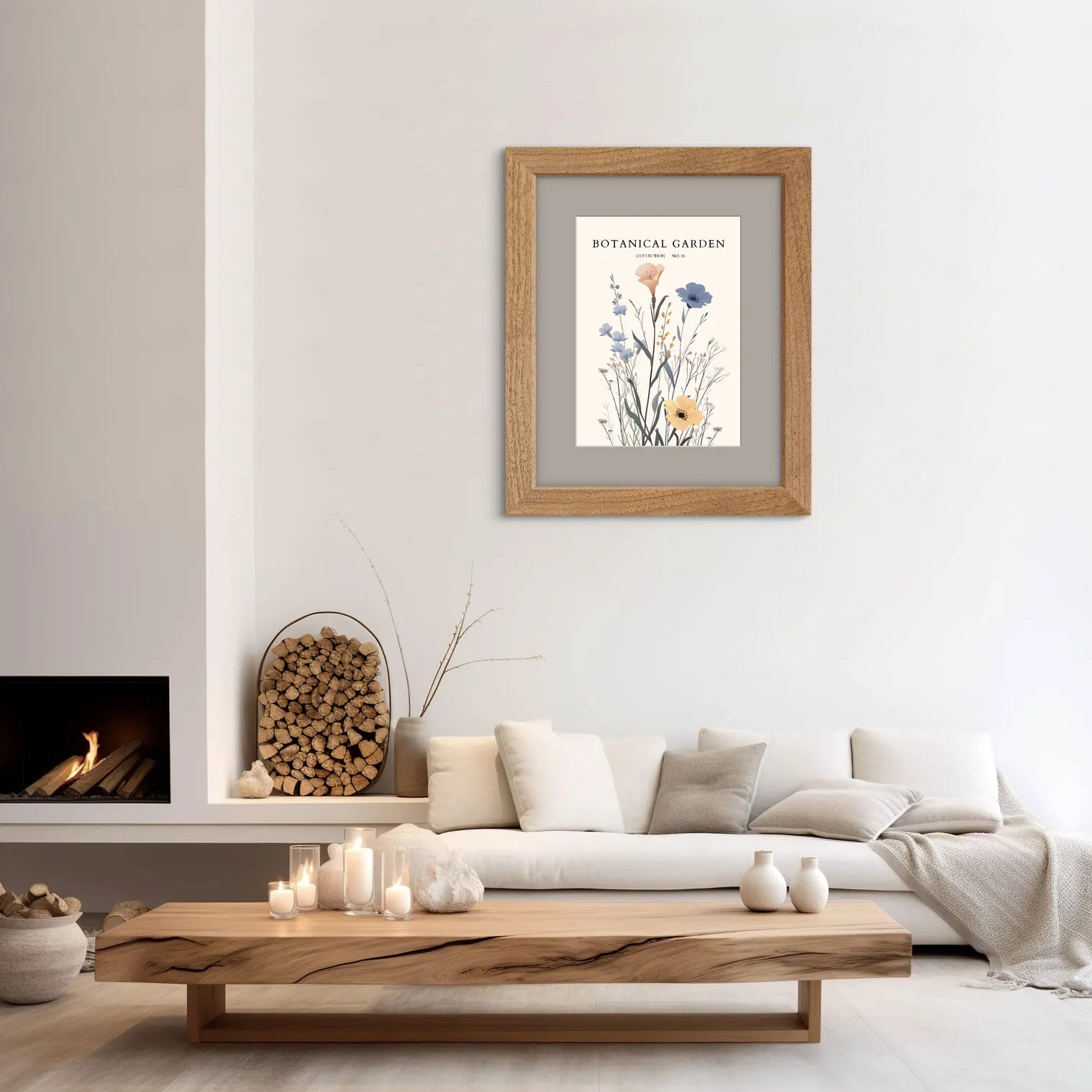 Wildflower Meadow Sketch Art Print – Botanical Collage in Soft Tones