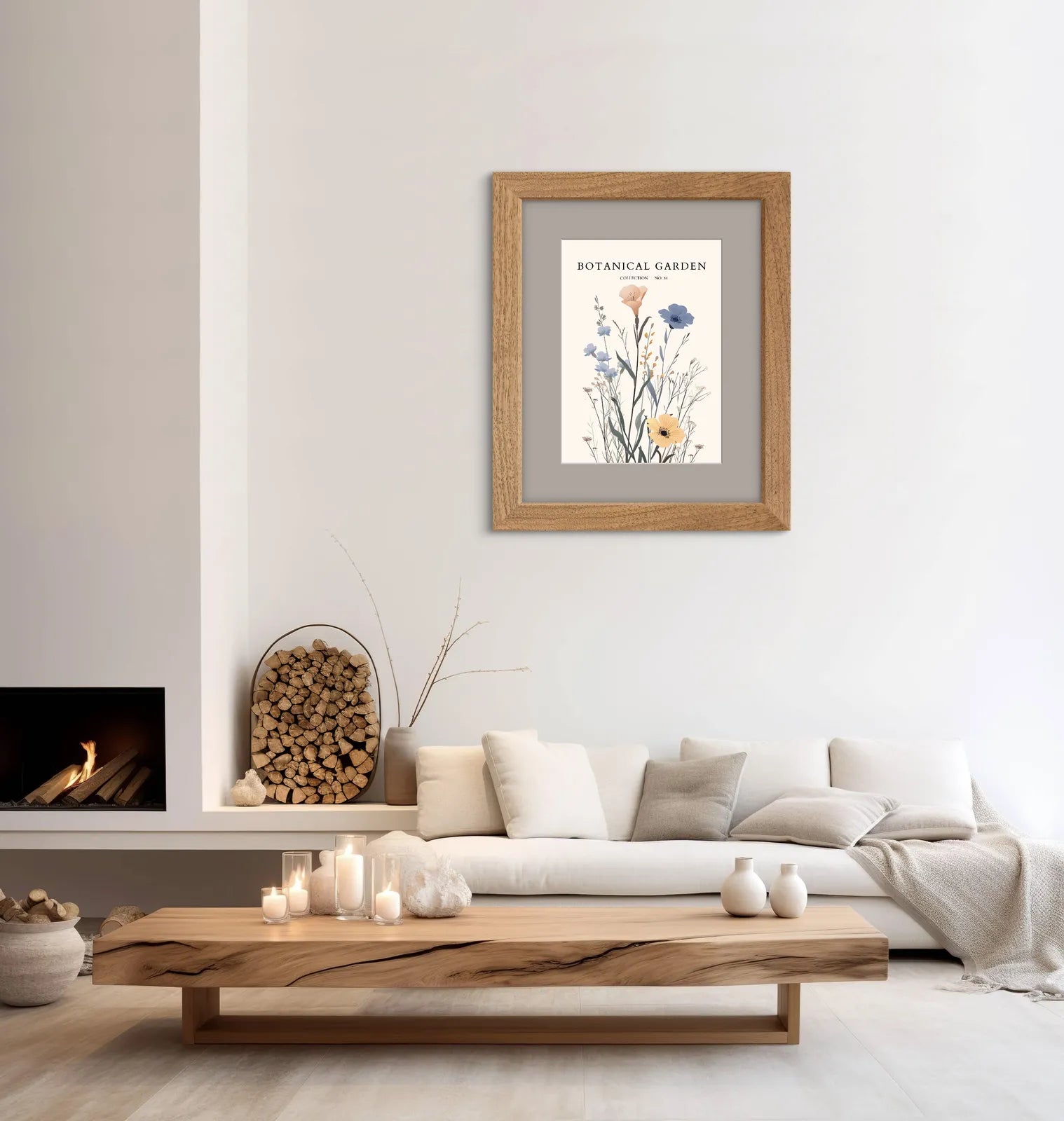 Wildflower Meadow Sketch Art Print – Botanical Collage in Soft Tones