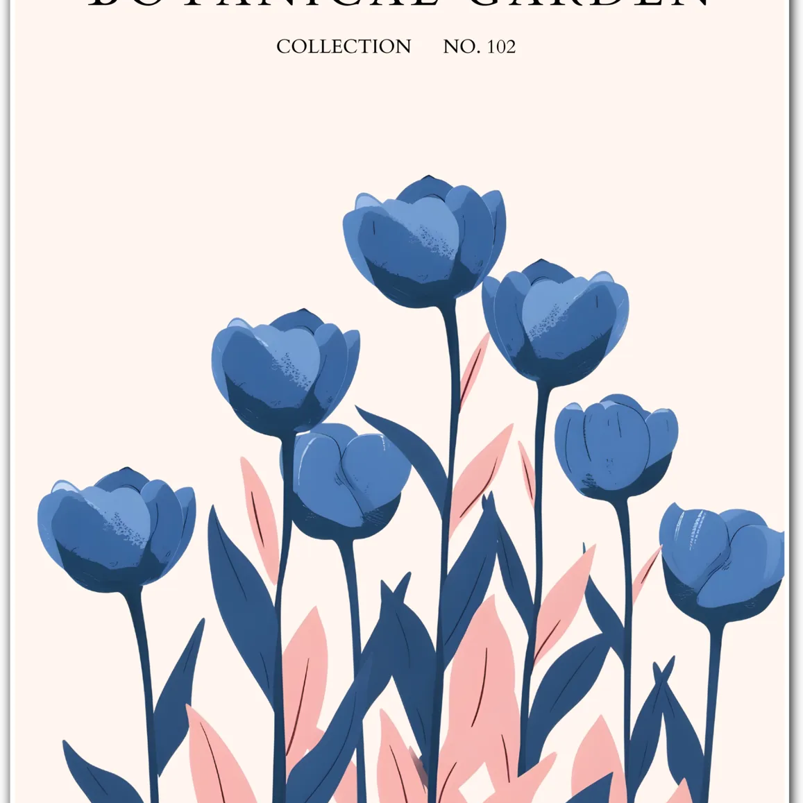 Twilight Tulips – Midnight Blue Garden Art Print