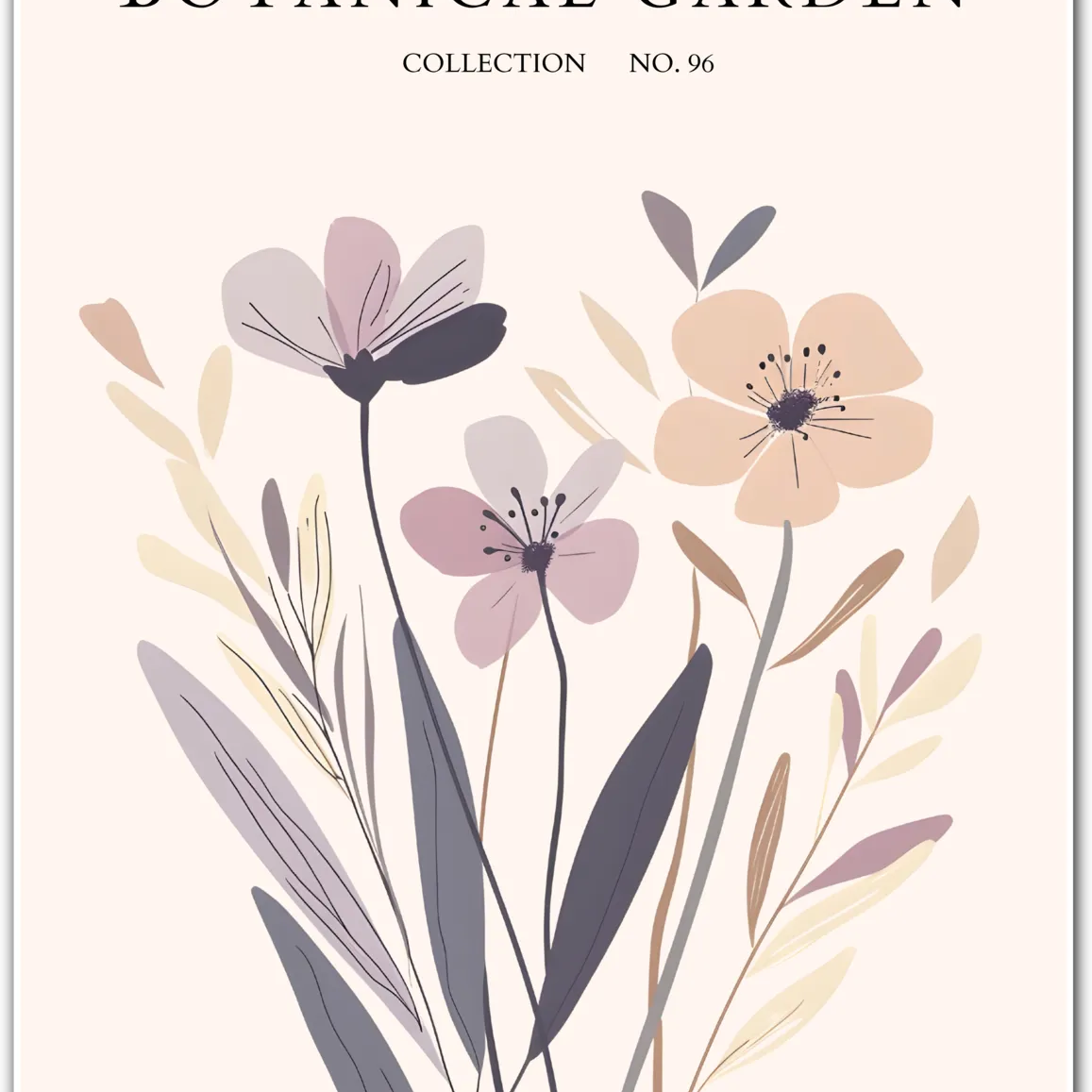 Meadow Muted – Neutral Bloom Harmony Art Print