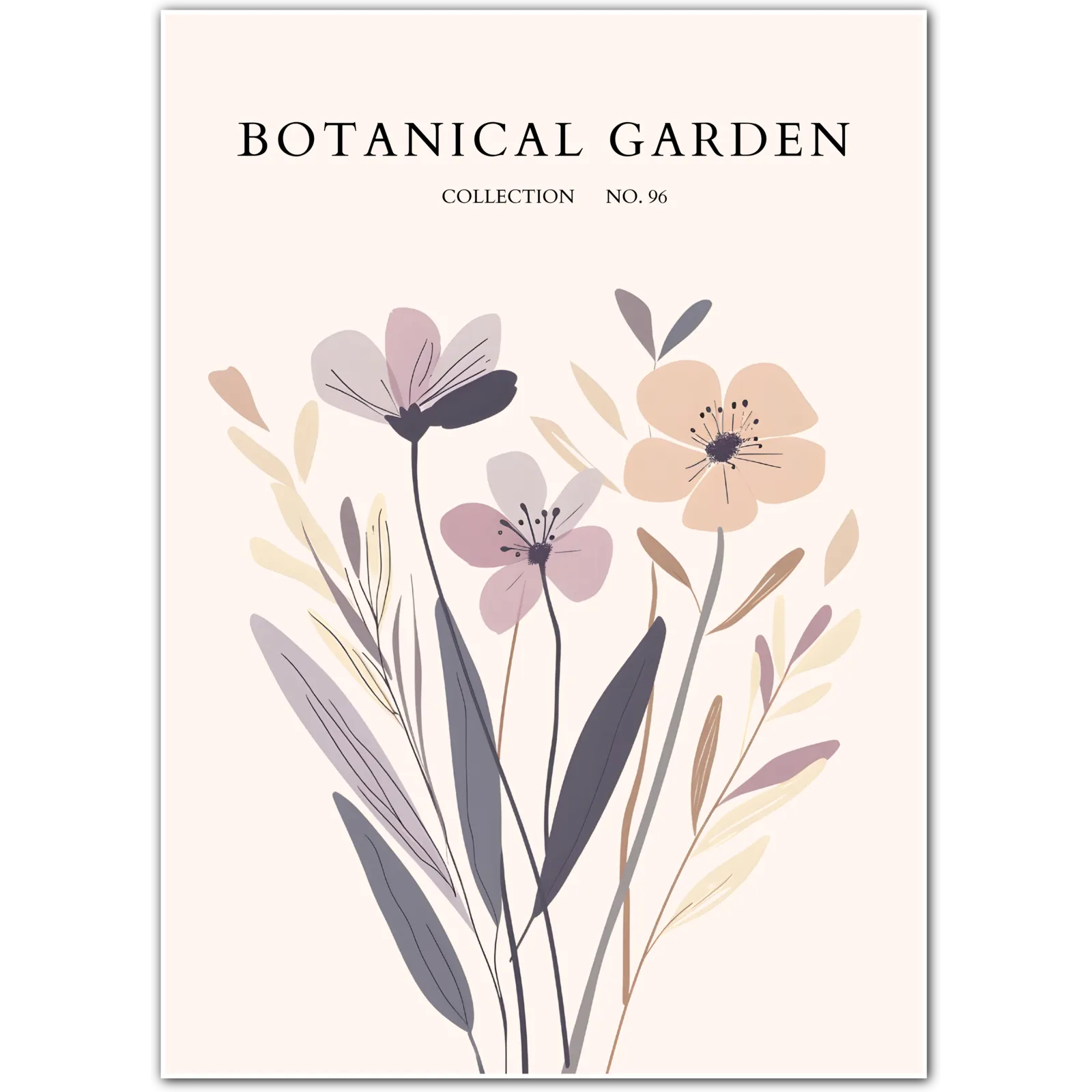 Meadow Muted – Neutral Bloom Harmony Art Print