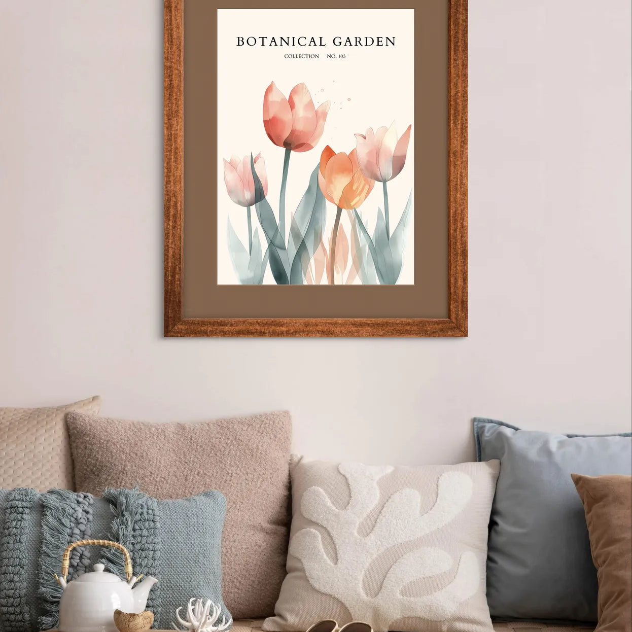 Indigo Blush – Spring Tulip Garden Art Print