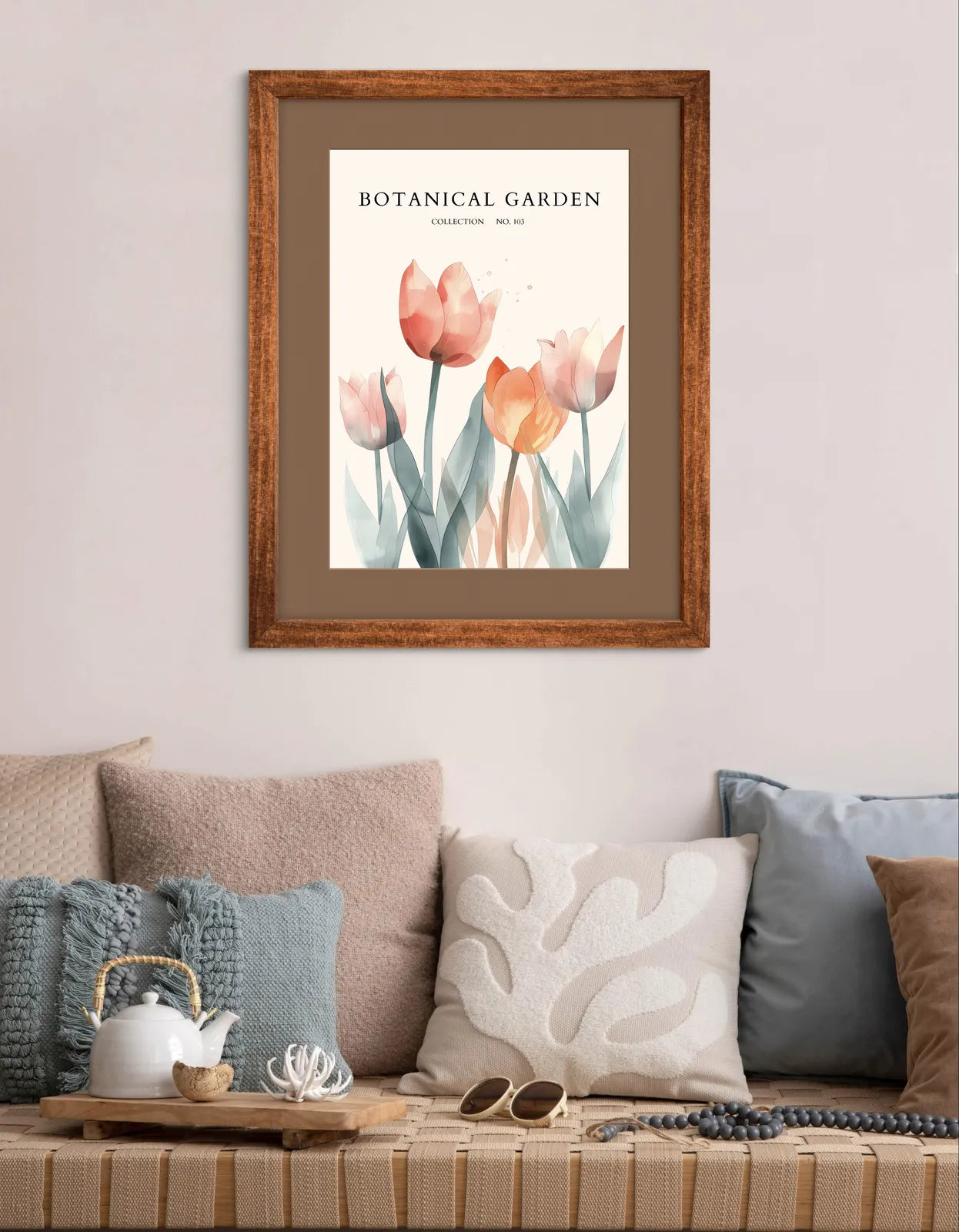 Indigo Blush – Spring Tulip Garden Art Print