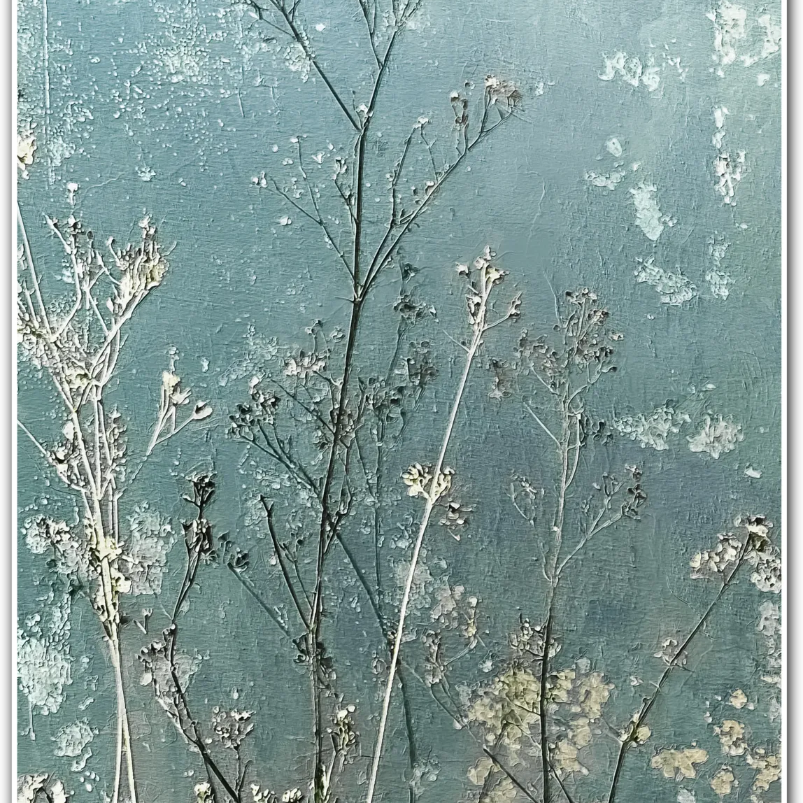 Whispers of Meadow Light – Soft Blue Botanical Art Print