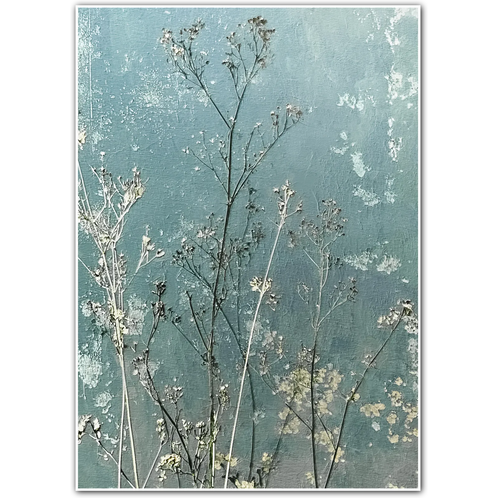 Whispers of Meadow Light – Soft Blue Botanical Art Print