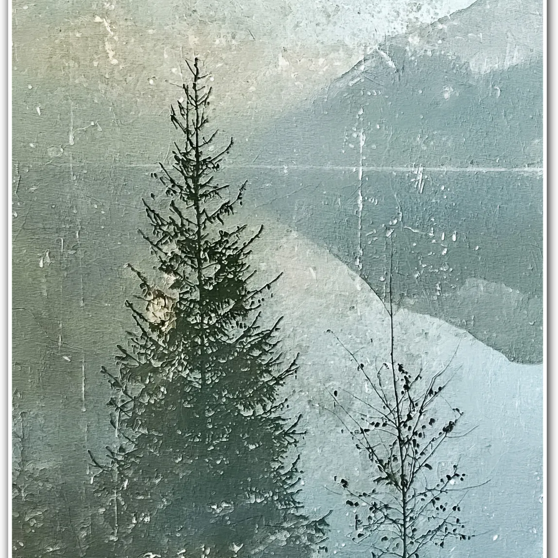 Highland Pines – Nordic Mountain and Tree Silhouette Print