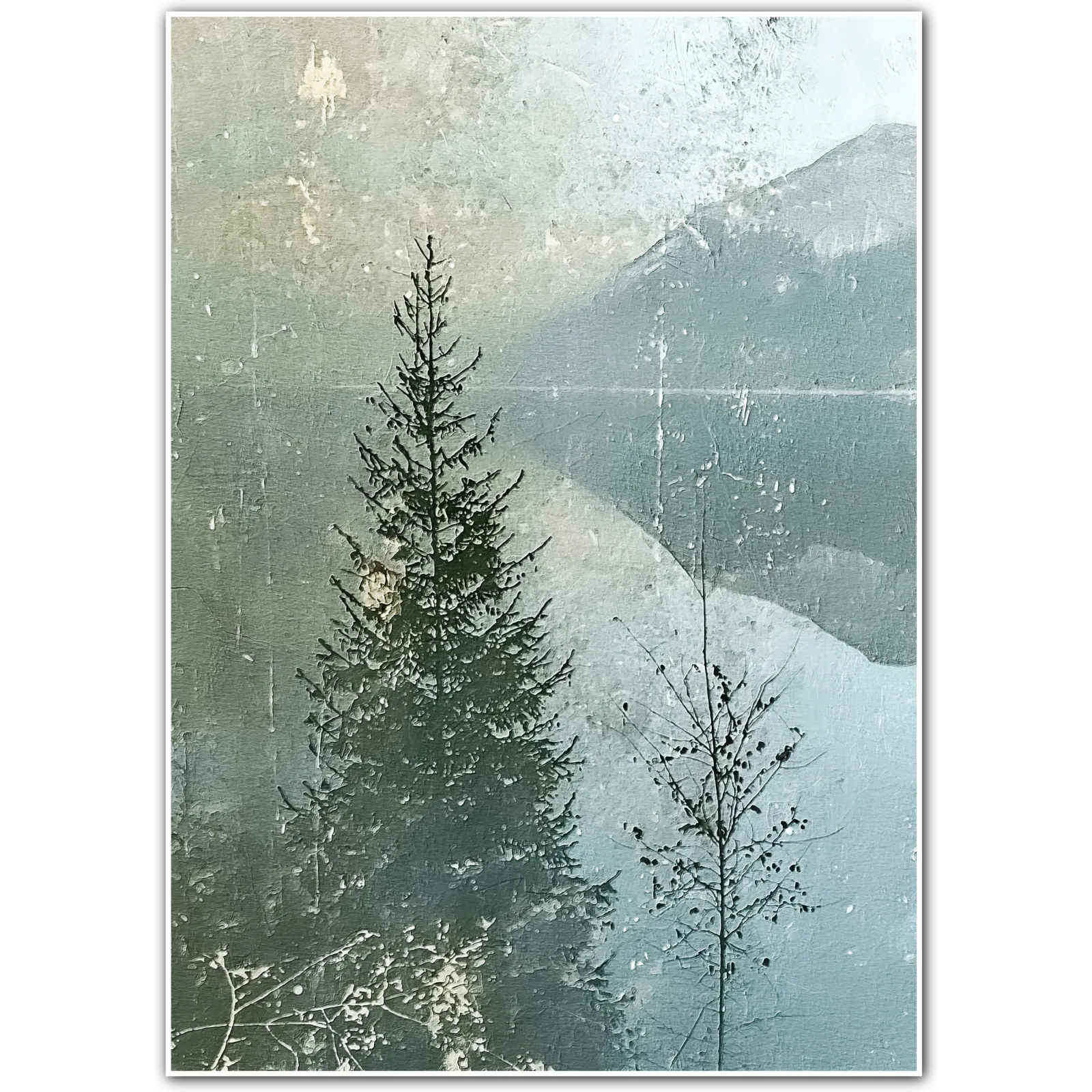 Highland Pines – Nordic Mountain and Tree Silhouette Print