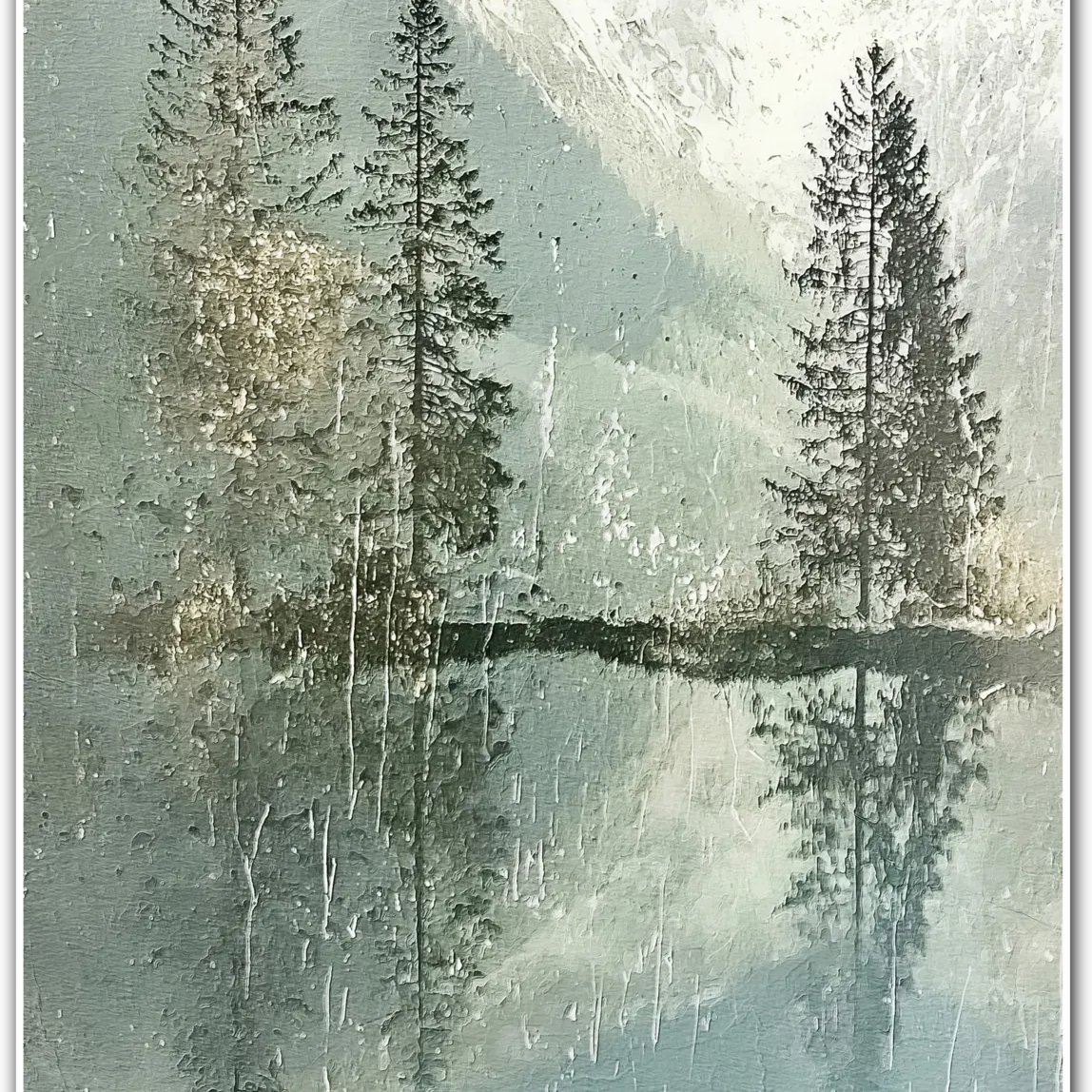 Alpine Silence – Snow-Capped Forest Reflection Print