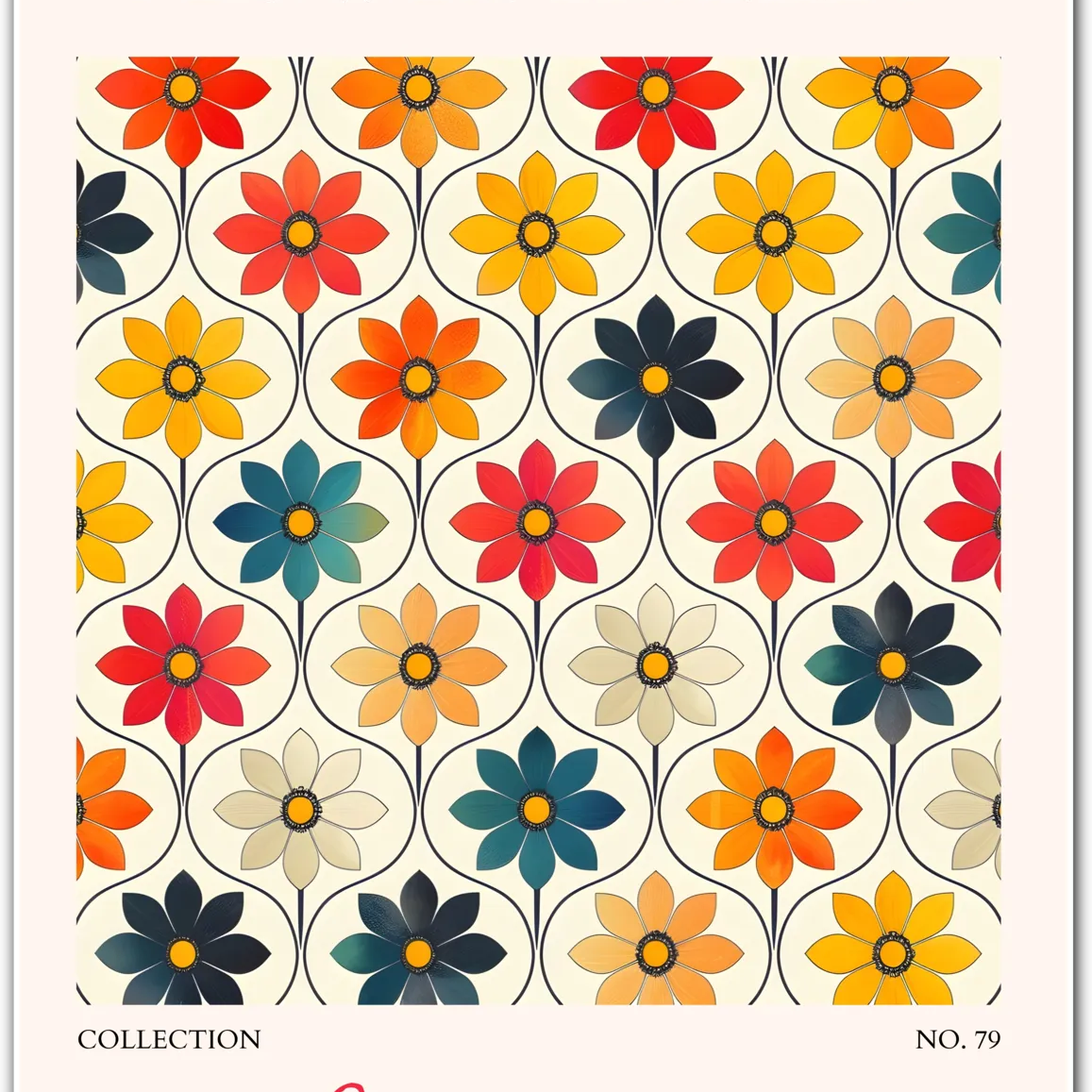 Bozeman Retro Bloom – Mid-Century Floral Art in Bold Colours