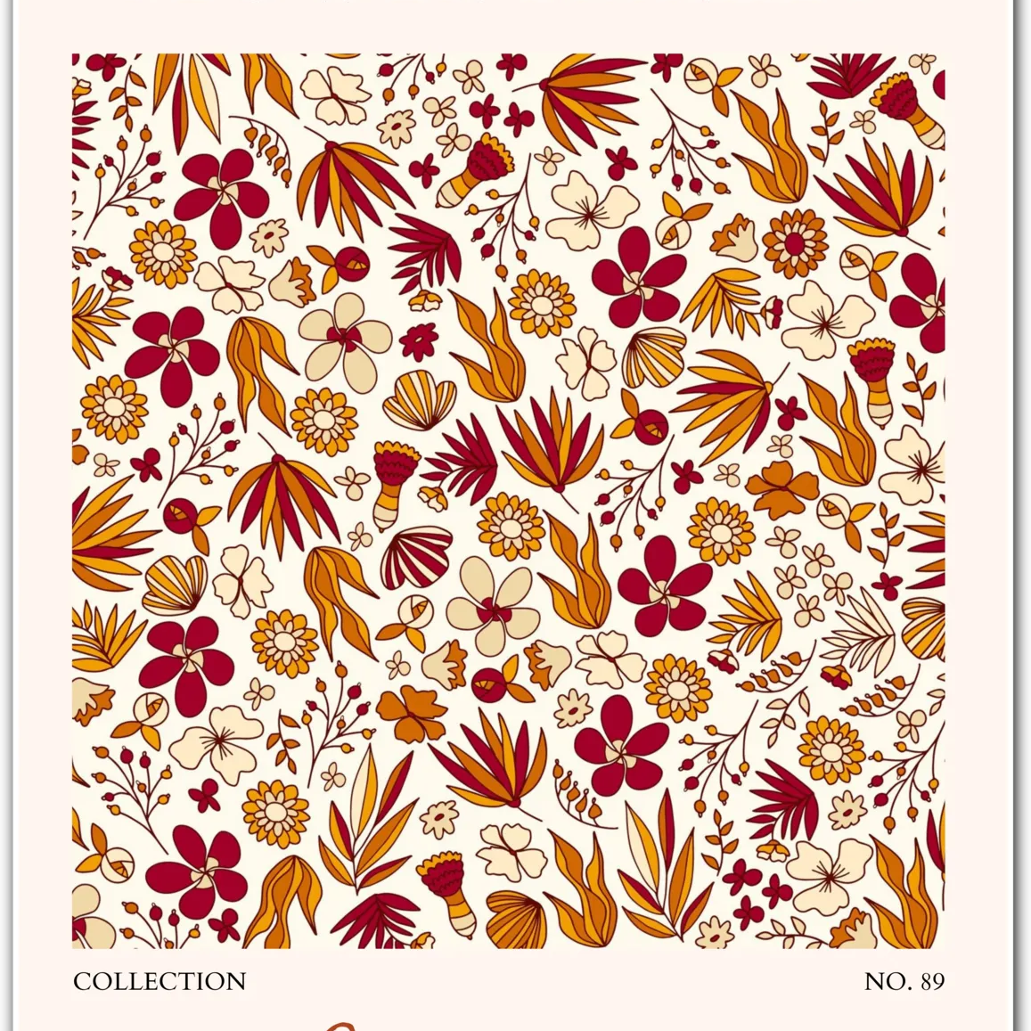 Branson Flower Market Art Print – Warm Autumn Botanical Pattern