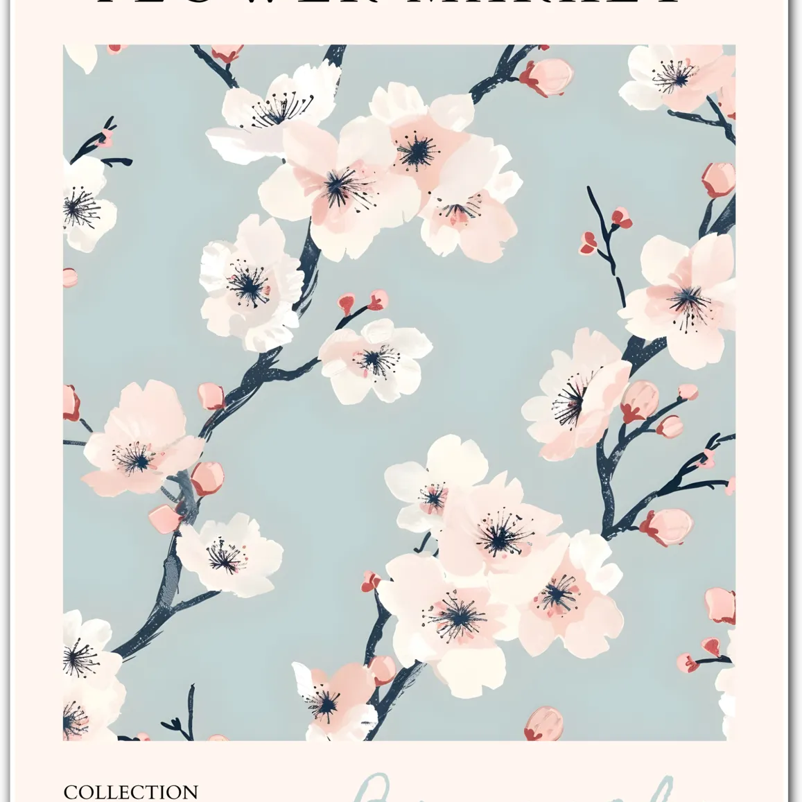 Brussels Flower Market Art Print – Cherry Blossom on Spring Sky