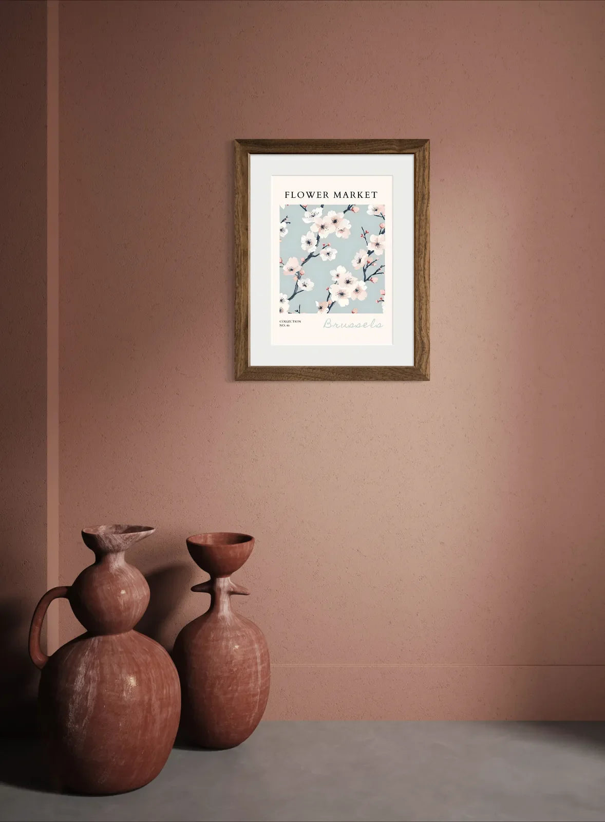 Brussels Flower Market Art Print – Cherry Blossom on Spring Sky