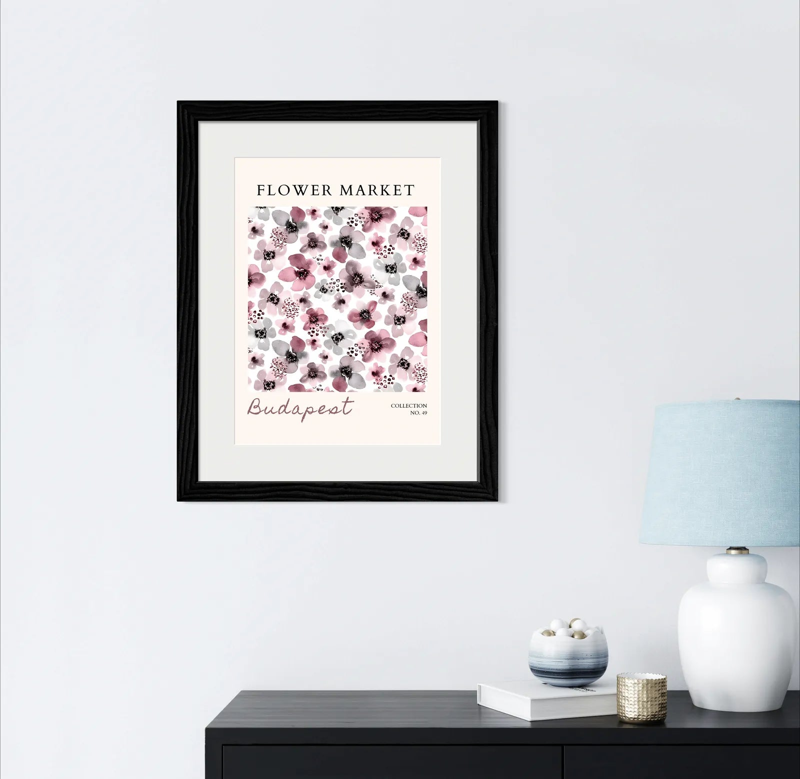 Budapest Flower Market Art Print – Soft Pink Watercolour Blossom Cluster