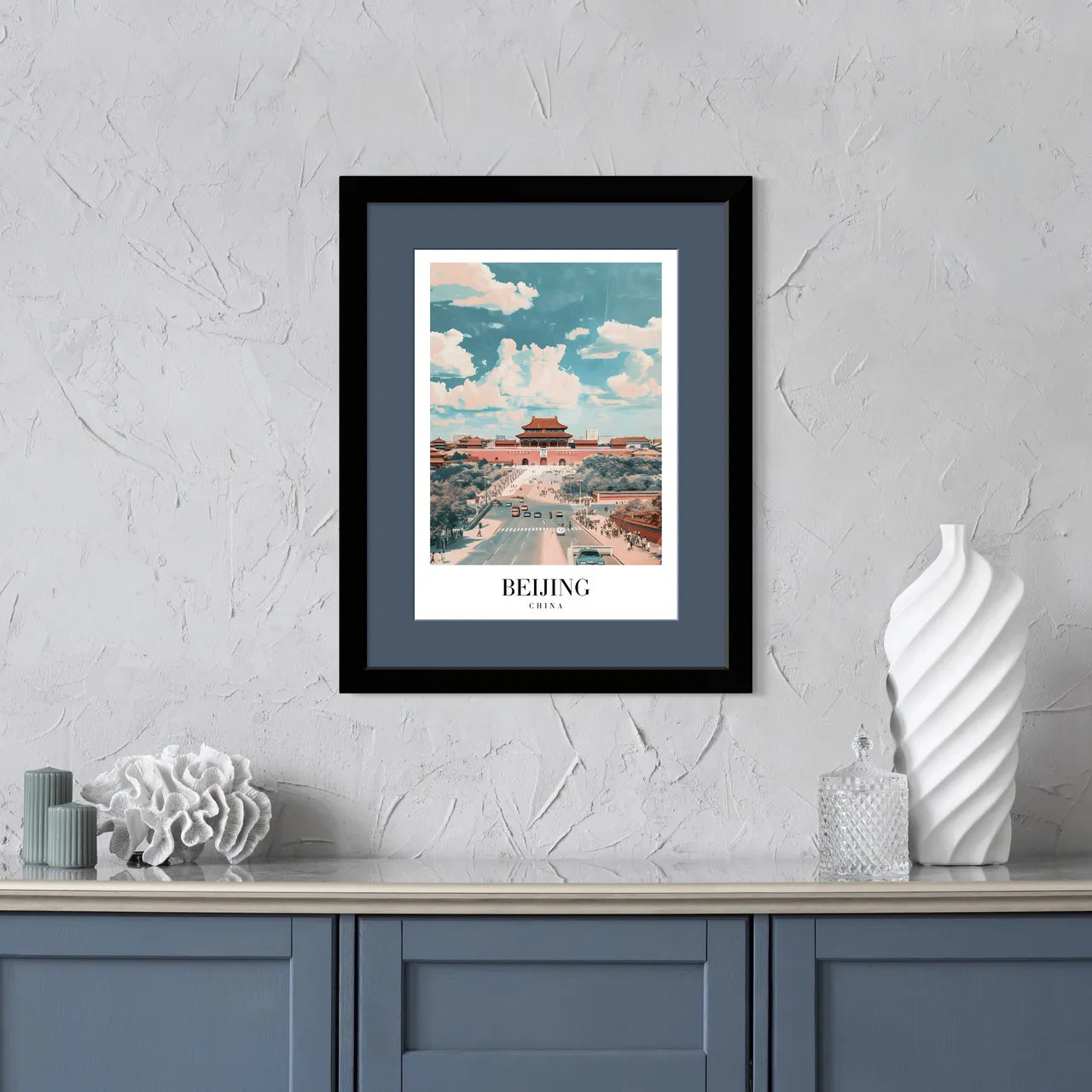 Beijing China Art Print – Impressionist Style Architecture and Cityscape