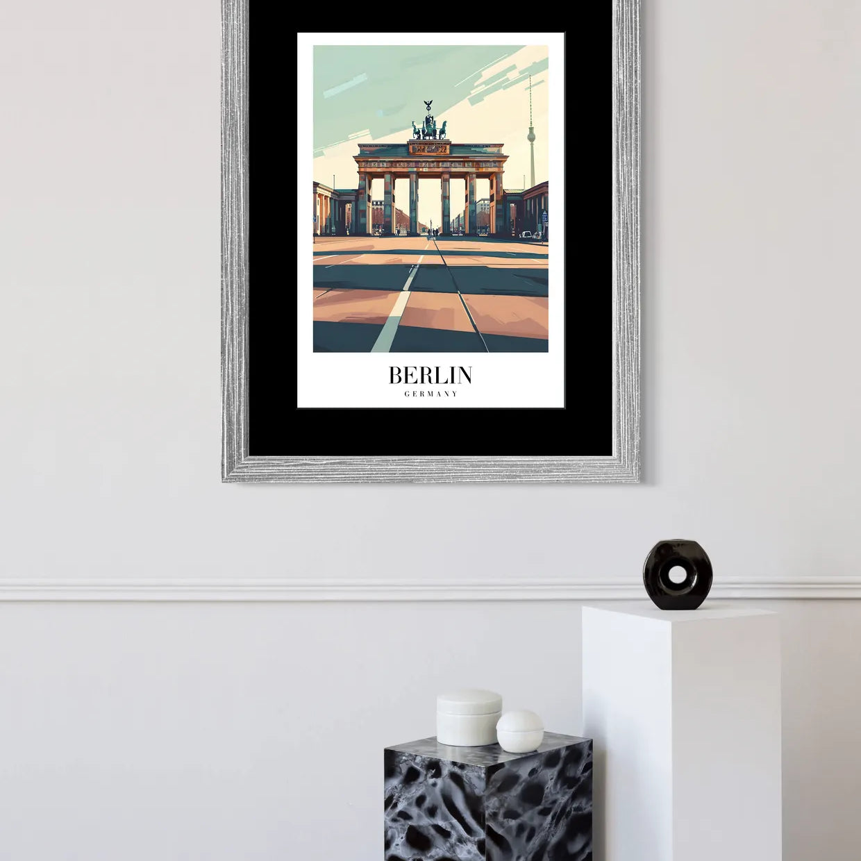 Berlin Germany Art Print – Brandenburg Gate in Stylised Cityscape
