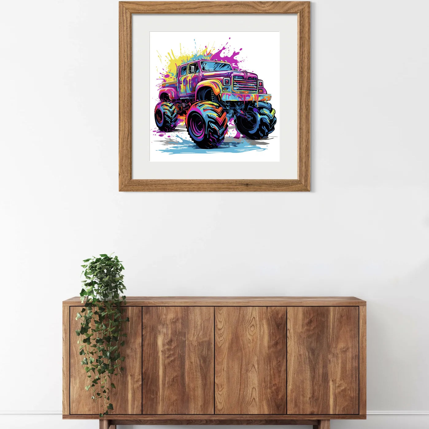 Funky Paint Explosion Monster Truck Digital Art Print 2