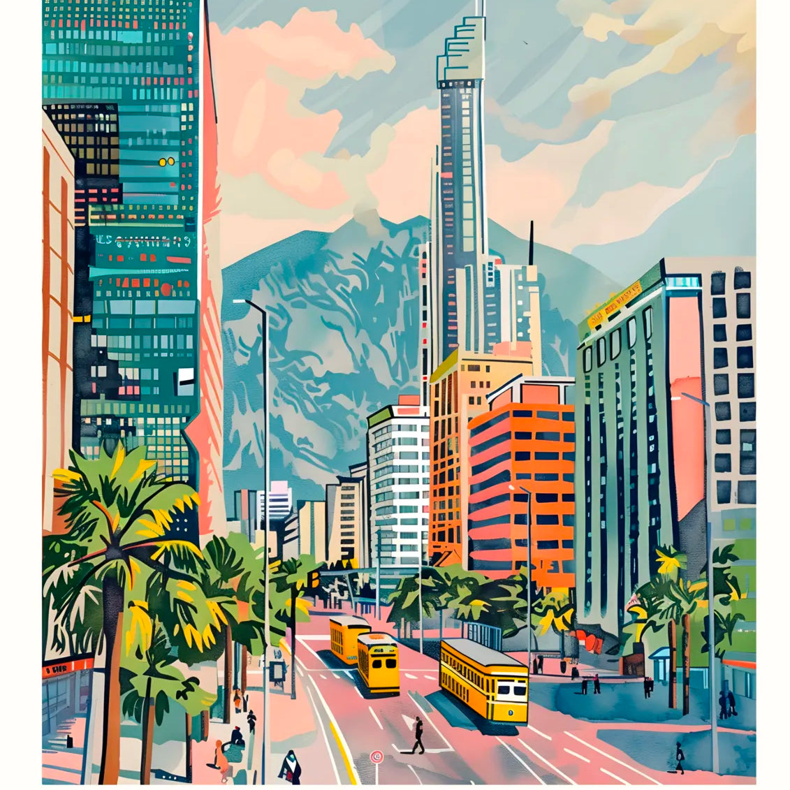 Bogotá Street Scene with Mountains Art Print 3