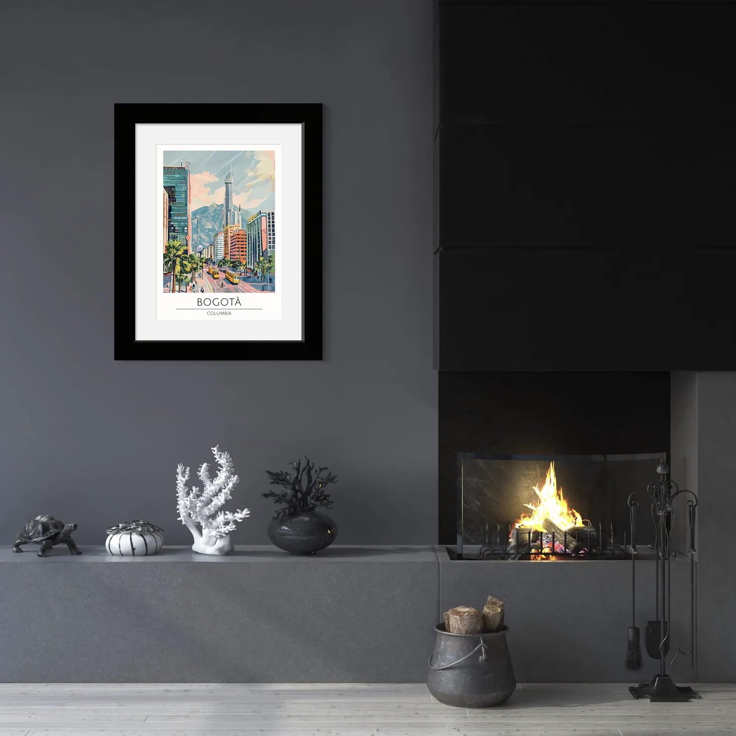 Bogotá Street Scene with Mountains Art Print 2