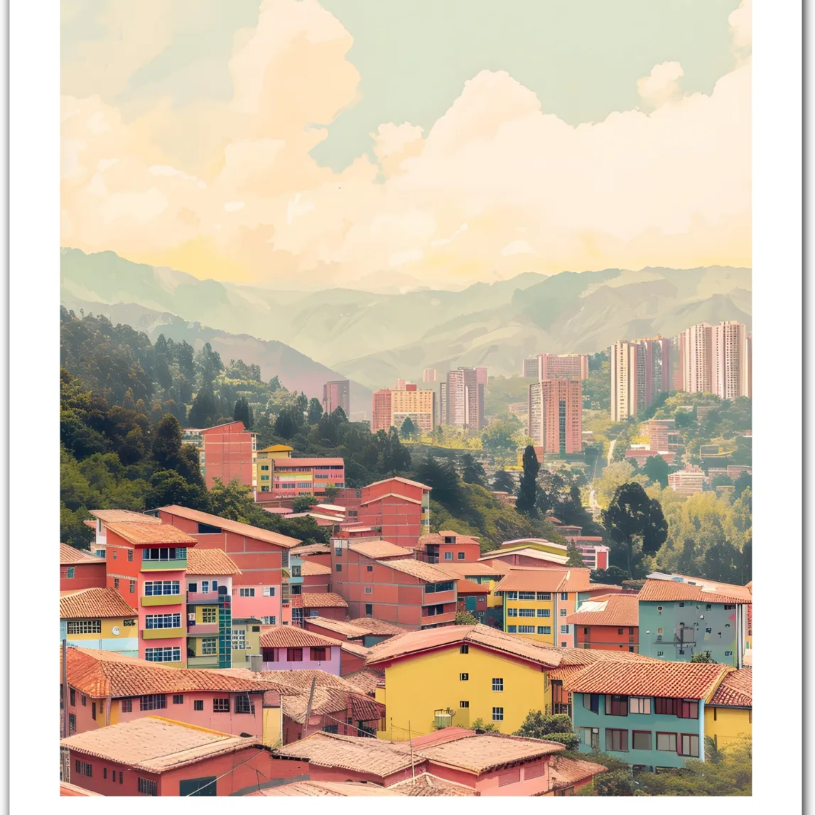Bogotá Colombia Art Print – Colourful Cityscape in the Andes