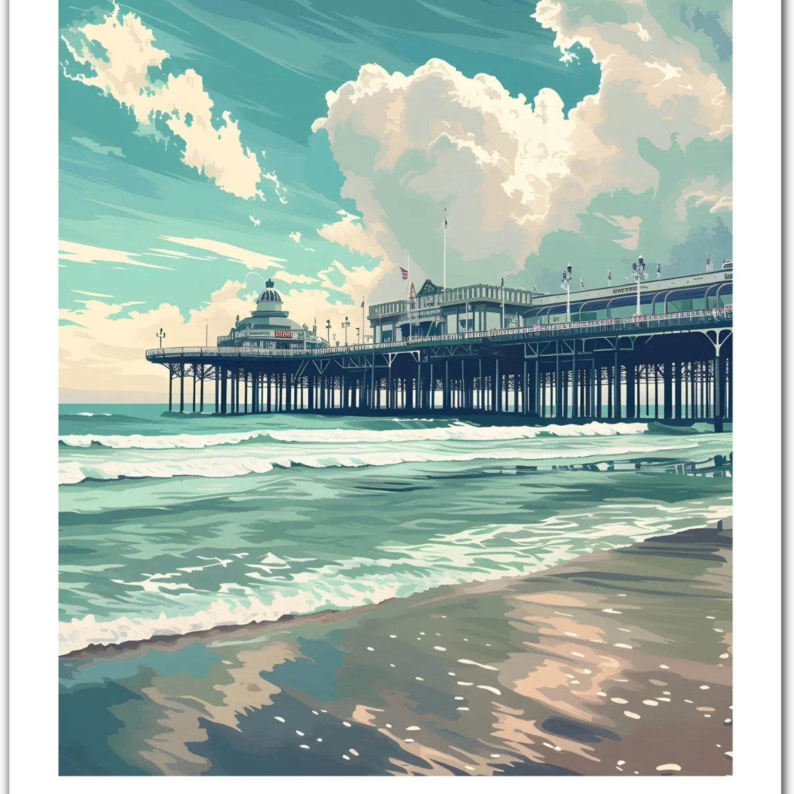 Brighton England Art Print – Pier and Seaside in Soft Tones