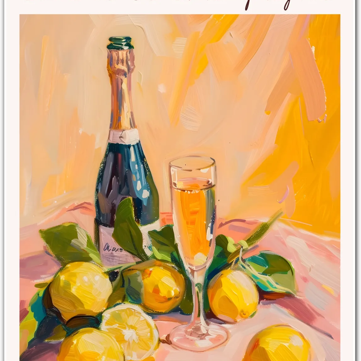Bucks Fizz Champagne & Citrus Art Print