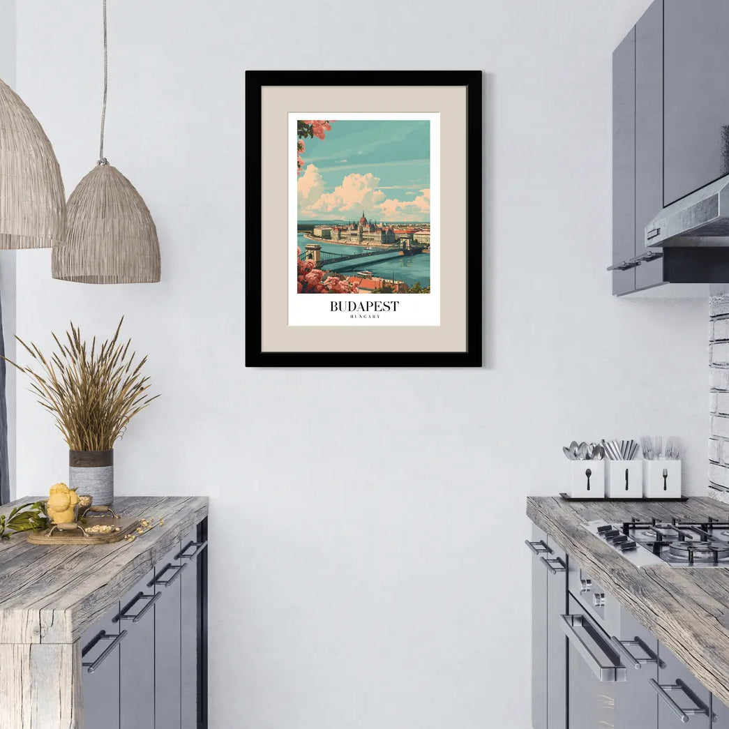 Budapest Hungary Art Print – Parliament and Chain Bridge