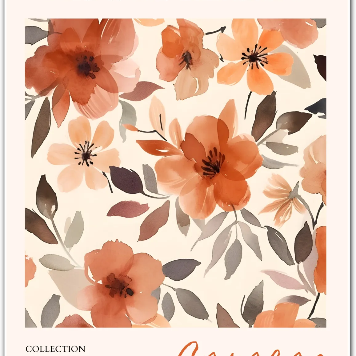 Caracas Blue and Blush Floral Pattern – Elegant Modern Botanical Print