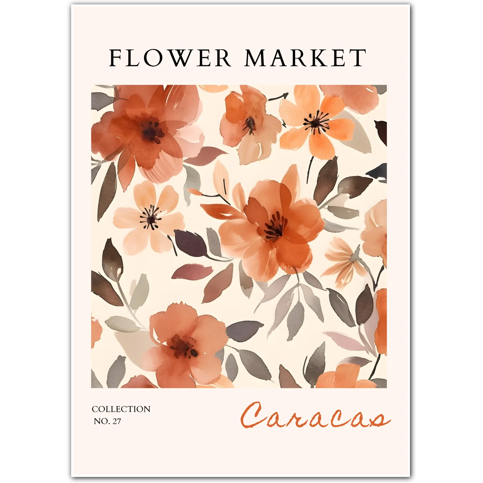 Caracas Blue and Blush Floral Pattern – Elegant Modern Botanical Print