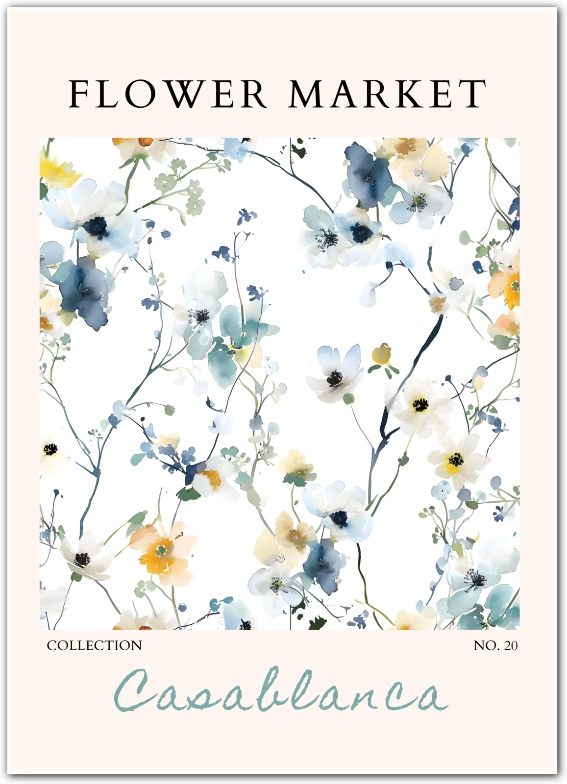 Casablanca Watercolour Wildflowers – Light and Airy Botanical Art Print