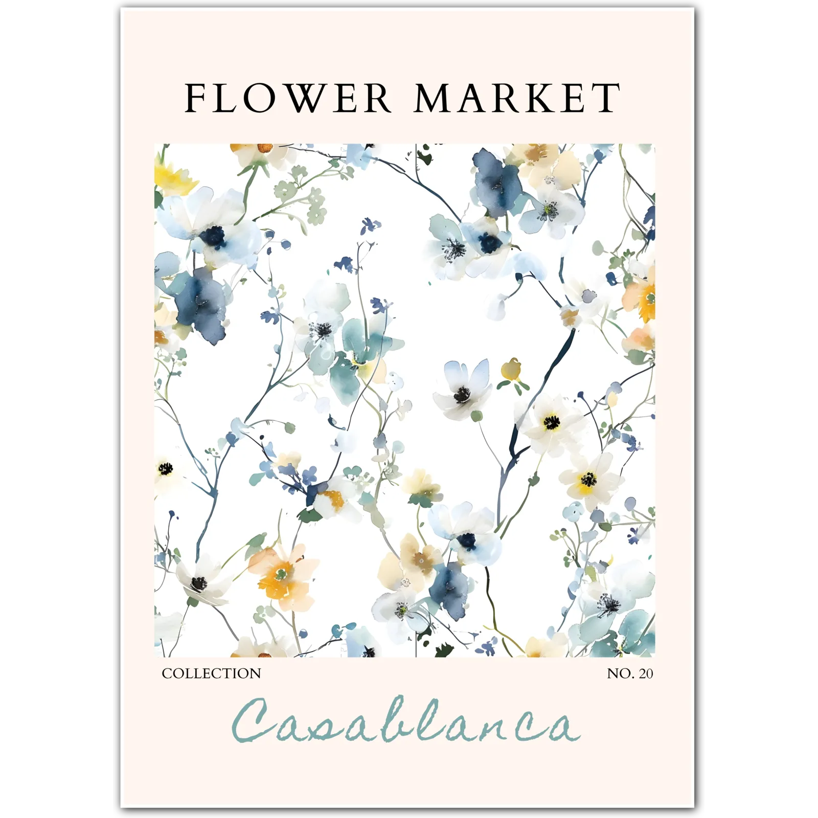 Casablanca Watercolour Wildflowers – Light and Airy Botanical Art Print