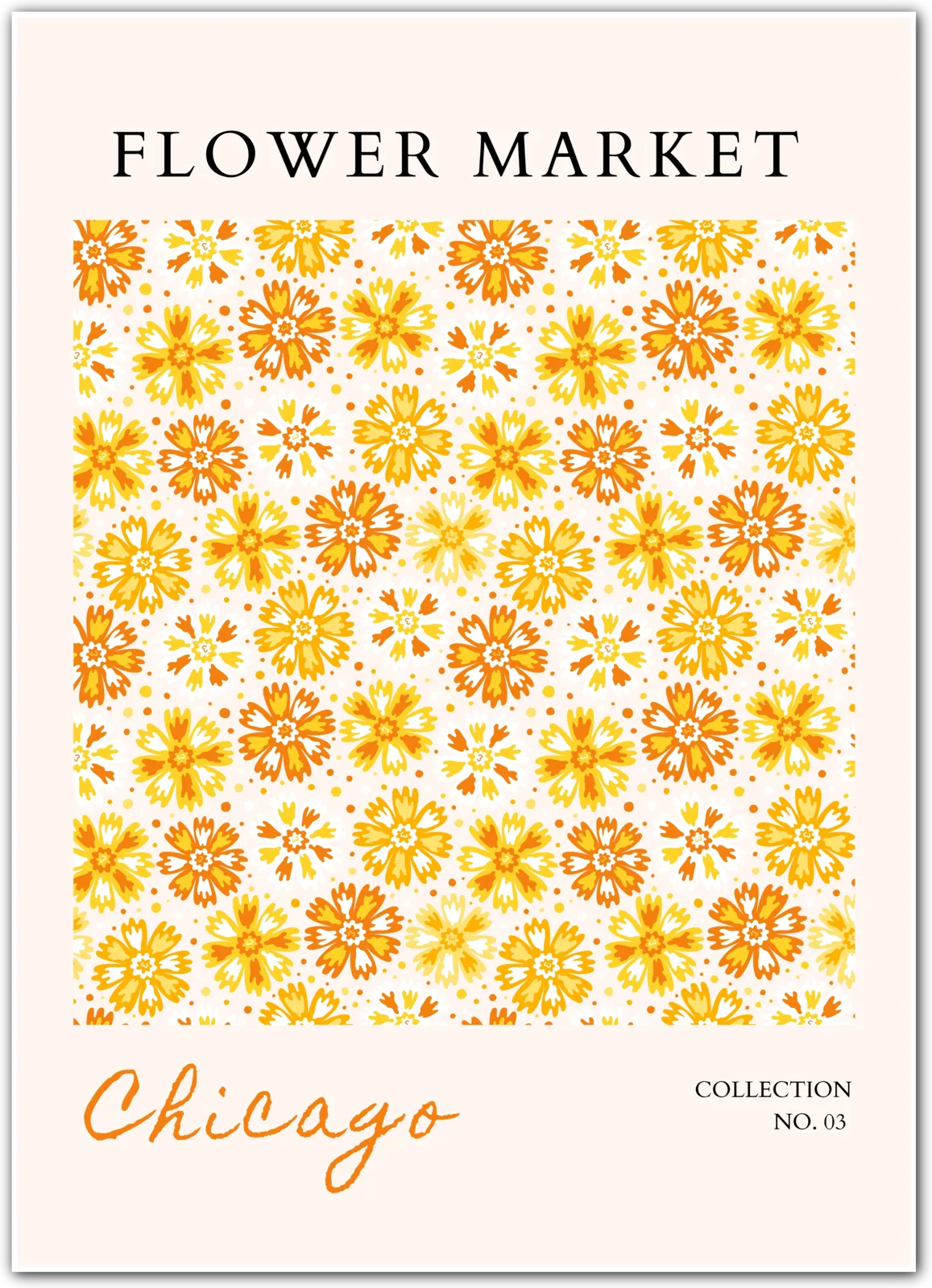 Chicago Garden Daisies – Soft Blue and Yellow Botanical Art Print