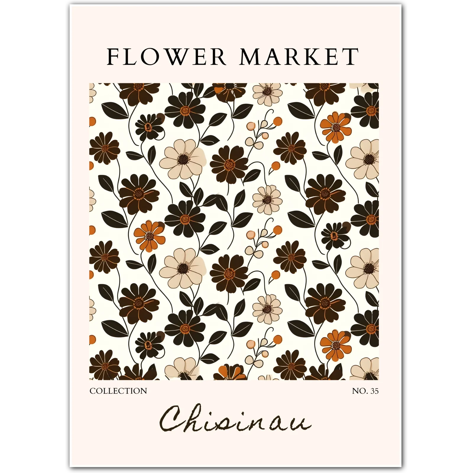 Chisinau Autumn Florals – Bold Chocolate and Burnt Orange Pattern