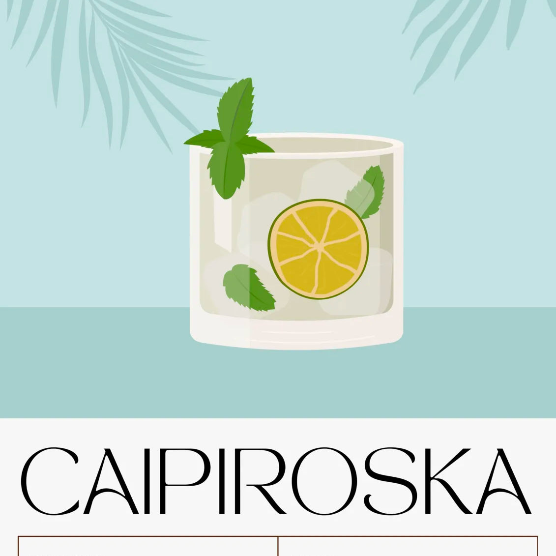 Caipiroska Cocktail Art Print – Retro Botanical Decor 3