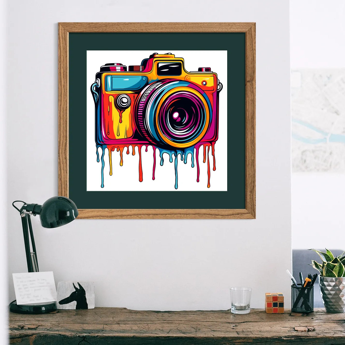 Retro SLR Camera Splash Art Print 2