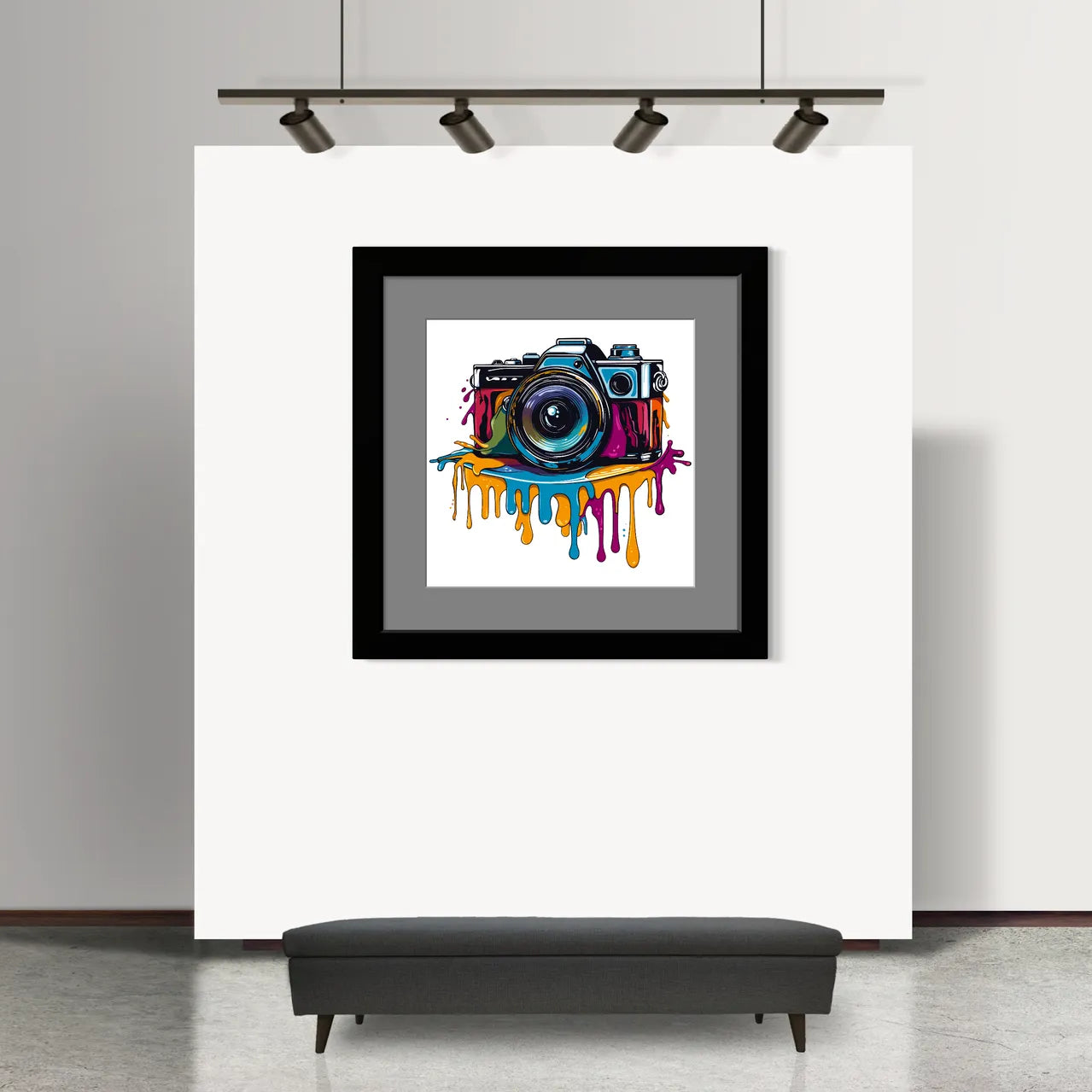Retro SLR Camera Thick Paint Drip Art Print 2