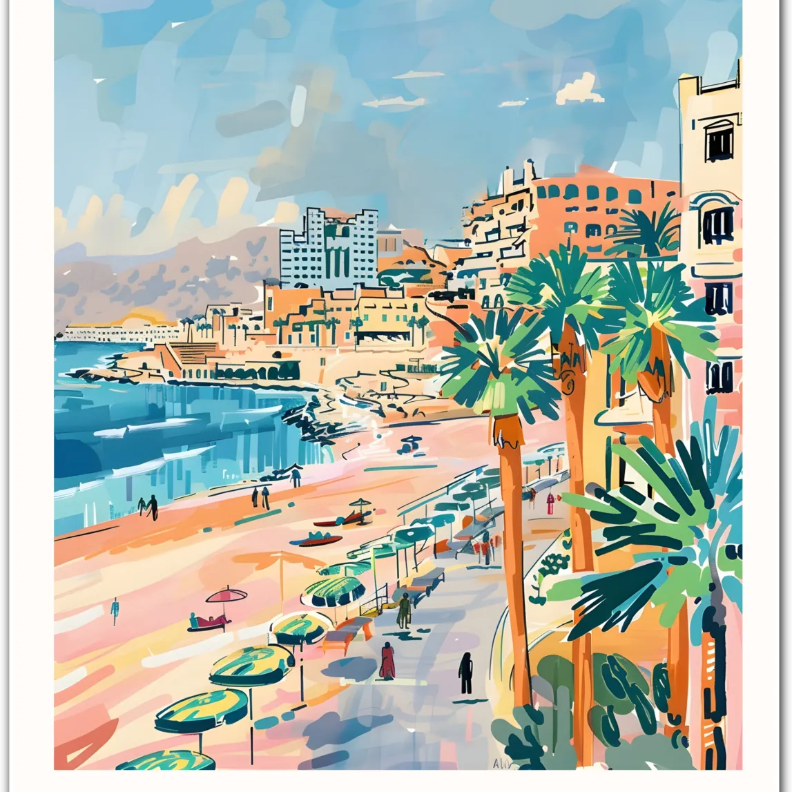 Cape Town Beachfront Art Print - Colourful Coastal Landscape of South Africa