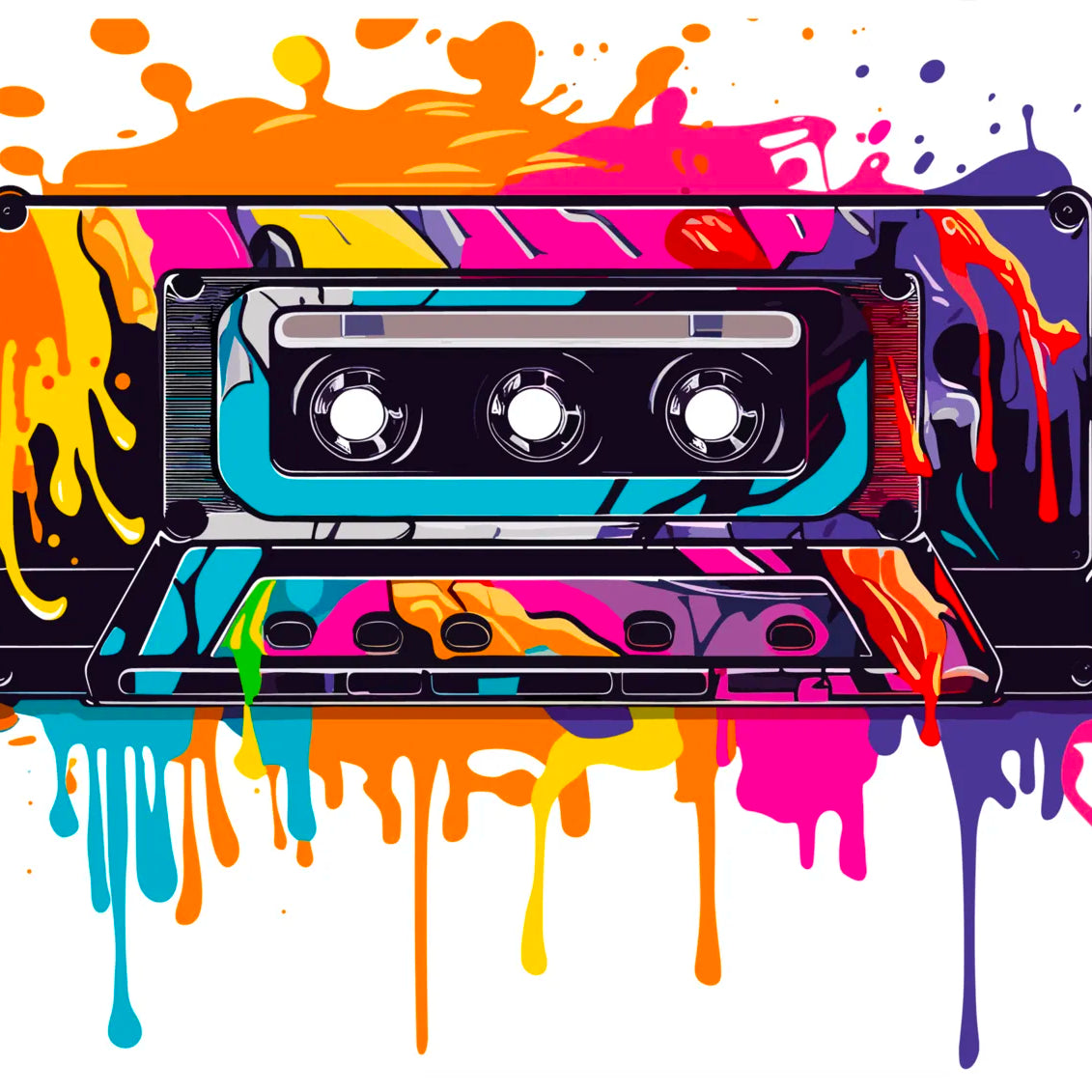 Artistic Paint Drip Long Cassette Artwork 3