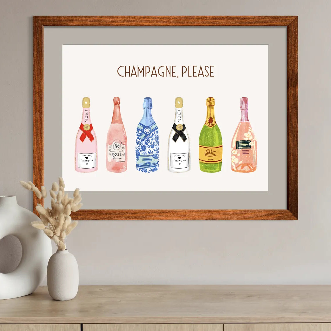 Champagne Please Watercolour Art Print