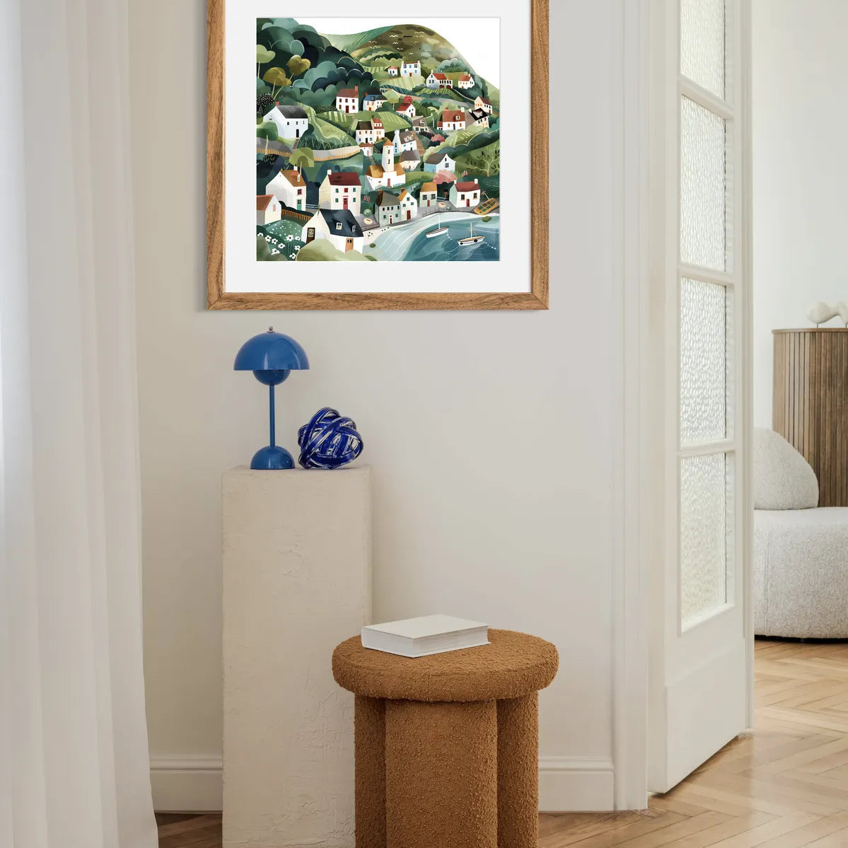 Coastal Village by the Hill Art Print